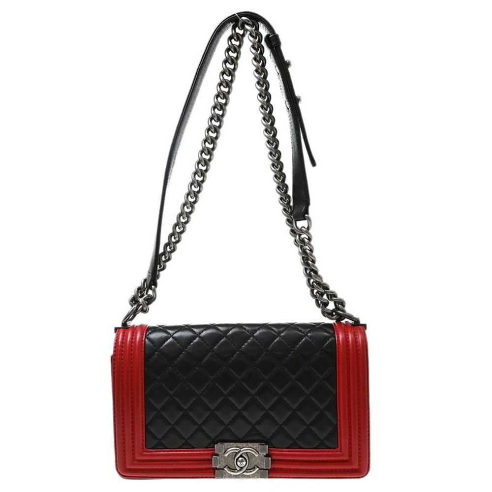 Chanel Boy Lambskin Black Leather Shoulder Bag Bag